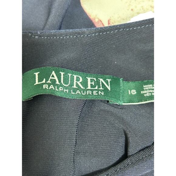 Lauren Ralph Lauren Floral Print Shift Dress Size 16 Navy Sleeveless Liquid Knit - Picture 6 of 11
